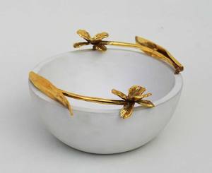 Support en métal doré pour décoration de mariage japonais avec bol de forme ronde en acier inoxydable - Product Image 4