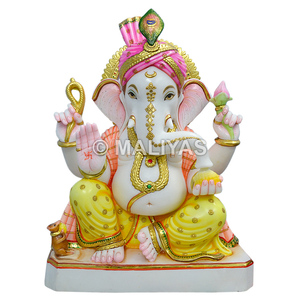 Marble Ganesh Murti | Handcrafted White Marble Ganpati Idol for Home & Temple - Product Image 1