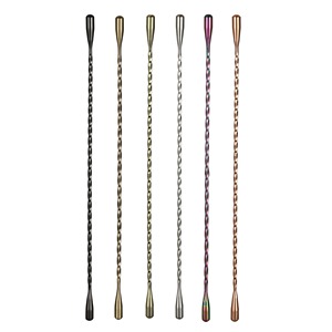 Juego de cucharas y palos de barra de acero inoxidable con logotipo personalizado, herramientas de camarero de metal para cócteles o juego de artículos de bar para uso doméstico - Product Image 1