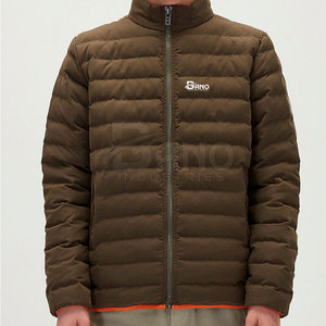 Nouveauté Veste bouffante d'hiver pour homme coupe ajustée en tissu à capuche avec fermeture éclair complète et col montant, étiquette personnalisée, quantité minimale de commande bas - Product Image 1