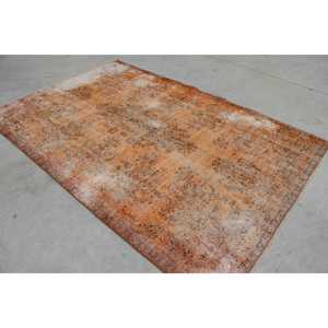 Alfombra Turca Vintage, Alfombra Grande de 5.5x8.5 pies, Alfombra con Diseño de Parches Naranjas - Product Image 4