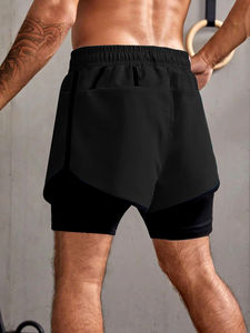 Short de course à compression respirant 100% coton solide pour hommes pour les sports de plein air entraînement de tennis - Product Image 6