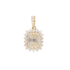 14K Gold Rhodium Plated Radiant Diamond Women's Pendant with <b>Square</b> Halo Design Stunning Starburst Regal Pendants & Charms - Product Image 1