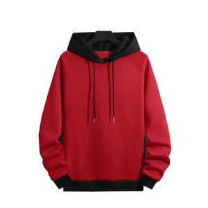Premium Quality Red & <b>Black</b> Solid Pullover Men's Hoodies Winter Season Soft Cotton Fleece Oversized <b>Hoodie</b> For Men - Product Image 5