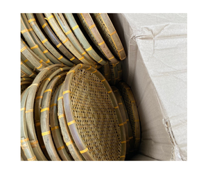 Vietnam Bamboo Winnowing <b>Basket</b> <b>Large</b> Round Woven Rice Tray Bowl Rustic Handmade Home Centerpiece - Product Image 5