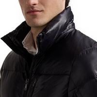 Veste matelassée d'hiver pour homme en nylon ripstop hydrofuge brillant, isolée avec du duvet 650 fill power, fermeture éclair, ajustable, pour l'extérieur