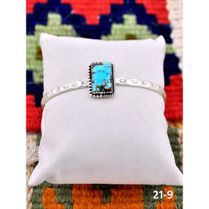 Southwest Handmade No.8 Turquoise & Sterling <b>Silver</b> <b>Cuff</b> <b>Bracelet</b> Cultural Collectible Jewelry - Product Image 3