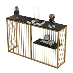 Étagère en pierre frittée dessus noir et or table console or fabricant de meubles de maison grossiste vente directe d'usine - Product Image 3