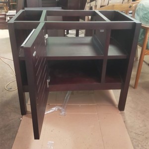 Ensemble de meuble de salle de bain simple en bois de teck massif mural avec miroir en verre pour chambre à coucher personnalisable pour villa hôtel - Product Image 5