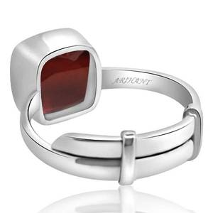 NOVAMART Fine Certified Natural Hessonite <b>Garnet</b> (Gomed) 3.25-12.25 Ratti Adjustable <b>Silver</b>(925) Cushion Bezel Fine <b>Ring</b> Astrolo - Product Image 1