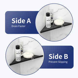 Estante <span class=keywords><strong>de</strong></span> esquina <span class=keywords><strong>de</strong></span> <span class=keywords><strong>baño</strong></span> <span class=keywords><strong>de</strong></span> acero inoxidable empotrado negro mate 10 pulgadas Fácil instalación disponible en almacén <span class=keywords><strong>de</strong></span> EE. UU. - Product Image 3