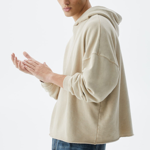 Diseño personalizado Hombres Sudadera con capucha Puff Impresión logo Oversized Streetwear gota hombro Pullover vintage recortada Sudadera con capucha hombres - Product Image 6