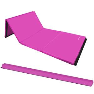 Tappetino da Ginnastica Rosa Multiuso BalanceFrom con Trave da Ginnastica da 2,4 m, Set di Attrezzature per Fitness - Product Image 1