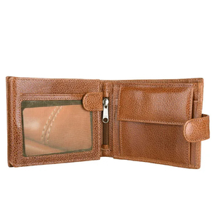 <b>Men's</b> Genuine Leather Slim <b>Wallet</b> With Striped Lining Fold Closure Card Holder Short Length Minimalist Design - Product Image 5