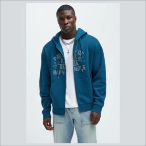 Sudaderas con cremallera de gran tamaño para hombres Logotipo de pantalla impresa personalizado Sudaderas con cremallera transpirable Unisex Drop Shoulder Boxy Fit ZipUp Hoodies - Product Image 1