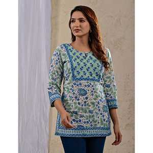 Haut blanc chic à imprimé floral pour femmes, haut chic en popeline de soie tricotée avec décoration en dentelle, taille unique - XL pour le printemps et l'automne - Product Image 1