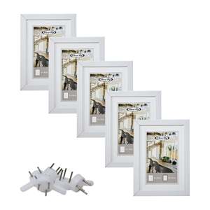 ชุดกรอบรูปสีขาว 5 ชิ้น ขนาด 13 x 18 ซม. กรอบรูปพลาสติก - Product Image 1