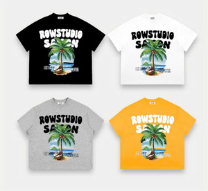 เสื้อยืดผ้าฝ้าย250gsm คลาสสิกใส่ได้ทั้งชายและหญิงมีโลโก้ด้านหน้าเสื้อยืดผ้าทอรุ่นความยาวสั้นผ้าฝ้าย100% พิมพ์ลาย - Product Image 1