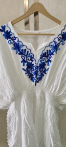 100% algodón Floral bordado A-Line Kaftan vestido Casual fiesta estampado estilo para Primavera/Verano transpirable lavable Natural - Product Image 5