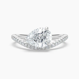 <b>Emerald</b> Cut Diamond Engagement <b>Ring</b> White Gold Pave Setting Classic Women's Fine Jewelry - Product Image 1