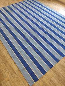 Coton Laine Sisal Flatweave Bleu Rayé Motif Marocain Tissé À La Main Maison Salon Tapis Taille Personnalisée pour Couloir Plancher - Product Image 5