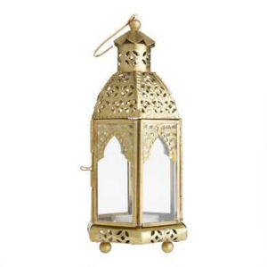 Lanterne à bougie marocaine en métal et verre finition or mat pour la décoration de la maison, de la villa, l'éclairage du Ramadan, lanterne à bougie - Product Image 5