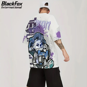 Đồ họa in T-Shirt màu đen tương lai Robot thiết kế, 100% polyester, mặc giản dị, hàng ngày quá khổ T-Shirt - Product Image 2