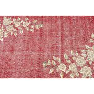 Turkish Vintage Accent Rug 3.1x6.8 ft, <b>Red</b> <b>Wool</b> Rug - Product Image 5