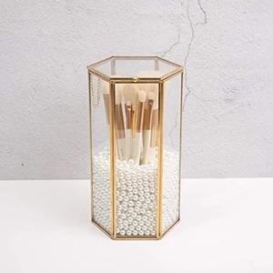 Boîte décorative triangulaire en verre et laiton doré pour la décoration de bijoux à la maison, boîtes décoratives de luxe pour cadeaux - Product Image 4