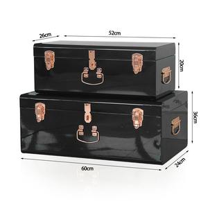 Ensemble de coffres de rangement en acier avec revêtement en poudre noire et serrure - Product Image 4