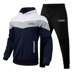 ชุดสูทแบบมีฮู้ดสำหรับผู้ชายสไตล์ฤดูใบไม้ผลิกางเกงวอร์มแบบมีฮู๊ดสำหรับใส่วิ่งจ็อกกิ้งสีดำพิมพ์ลายโลโก้ออกแบบได้ตามต้องการ - Product Image 3