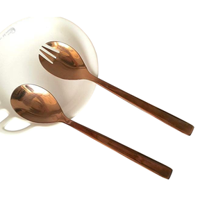 Ensemble cuillère et fourchette à salade en métal argenté au design élégant, écologique, avec poignée en corde, compatible lave-vaisselle, pour table à manger - Product Image 6