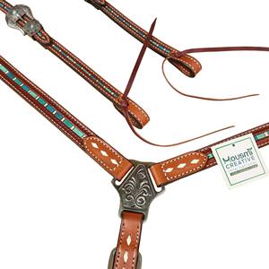 OEM Western Horse Breastplate Headstall Combo Diseño elegante Cuero Encaje Trenzado Equipo de equitación Venta al por mayor Cuerda de caballo - Product Image 4