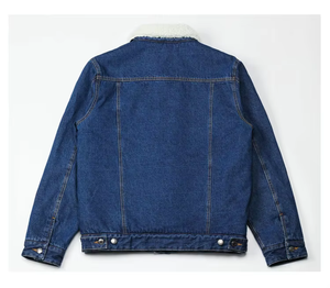 แจ็กเก็ตยีนส์ขนแกะสำหรับผู้ชาย, เสื้อแจ็คเก็ตขนแกะปกเสื้อแจ็คเก็ตขนแกะให้ความอบอุ่นมีกระเป๋า - Product Image 3