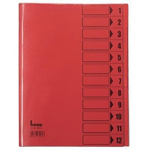 Bene Filing Folder DIN A4 230g/m Intense Red 12 Compartments - Product Image 1
