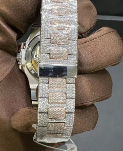 VVS Moissanite hommes montre-bracelet à Quartz glacé mécanique diamant luxe Hip Hop Style verre cadran à la mode Antique affaires - Product Image 5