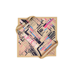 ผ้าพันคอโพลีเอสเตอร์สีเบจลายเรขาคณิตไล่เฉดสี - Product Image 1