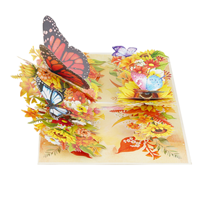 Cartes en papier 3D personnalisées avec des papillons d'automne et des fleurs de jardin, fabrication en usine - Product Image 6