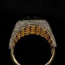 Anillo Hip Hop de diamante personalizable de oro rosa cultivado en laboratorio de 10/14/18K para hombre unisex de fabricante indio - Product Image 3