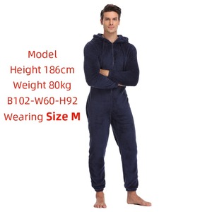 Pijama mullido cálido de invierno para hombre, ropa de dormir de una pieza, monos con capucha para hombres adultos - Product Image 2
