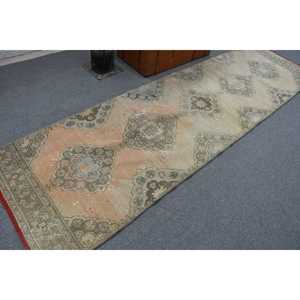 Turkish <b>Runner</b> <b>Rug</b> 3.1x11.1 ft Gray Wool Eco-Friendly <b>Rug</b> Vintage Patchwork Design with Latex Backing - Product Image 2