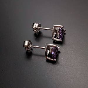 Amethyst <b>Heart</b> Earrings Sterling Silver Love <b>Heart</b> Earrings February Birthstone Birthday Christmas Wedding Anniversary Gift - Product Image 3