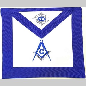 Vente en gros de tablier maçonnique brodé à la main col en cuir et coton avec écusson brodé - Product Image 3