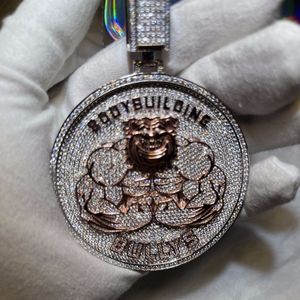 Mossinate de buena calidad colgante personalizado Cabeza de Vaca plata esterlina Animal joyería D Vvs Moissanite colgante - Product Image 3