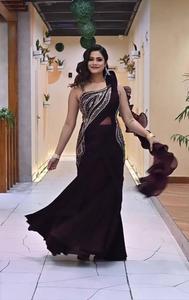 Mooie Boetiekstijl Nieuwe Fancy Party Wear Faux Georgette Cording Sequence Werk En Sequence Ruffle Lehenga Saree Cum Western - Product Image 3