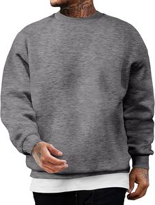 Sudadera de cuello redondo de algodón personalizada para hombre, Jersey holgado de manga larga, sudaderas cómodas para el día a día, tejido de punto anticontracción - Product Image 6