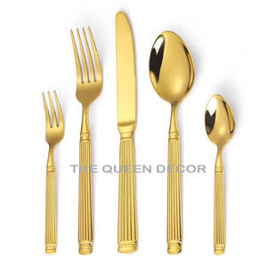 Ensemble de couverts en or de luxe de style européen, fabriqués à la main, polissage miroir élevé, couverts d'hôtel, festivals, fêtes, étui, fourchettes, vente en gros - Product Image 2