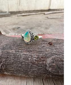 Elegante anillo de piedras preciosas de ópalo de fuego de Plata de Ley 925 sólida para mujer, joyería de declaración única hecha a mano, ajuste de bisel Cristiano - Product Image 5