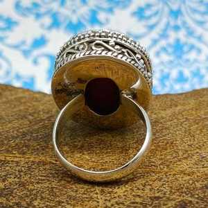 Anillos de piedras preciosas facetadas de forma ovalada de rubí teñido Natural semiprecioso anillo Simple hecho a mano de plata antigua joyería para mujeres y hombres - Product Image 3