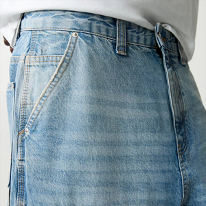 กางเกงยีนส์เดนิมผ้าฝ้ายทรงตรงสำหรับผู้ชาย พร้อมบริการปรับแต่งป้ายแบรนด์โรงงาน เป็นมิตรกับสิ่งแวดล้อม รับผลิตแบบ OEM/สั่งซื้อขายส่งส่วนตัว - Product Image 5